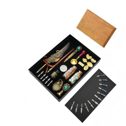 Set de Pluma Gray, sellos de lacre y abre cartas-34 pzas
