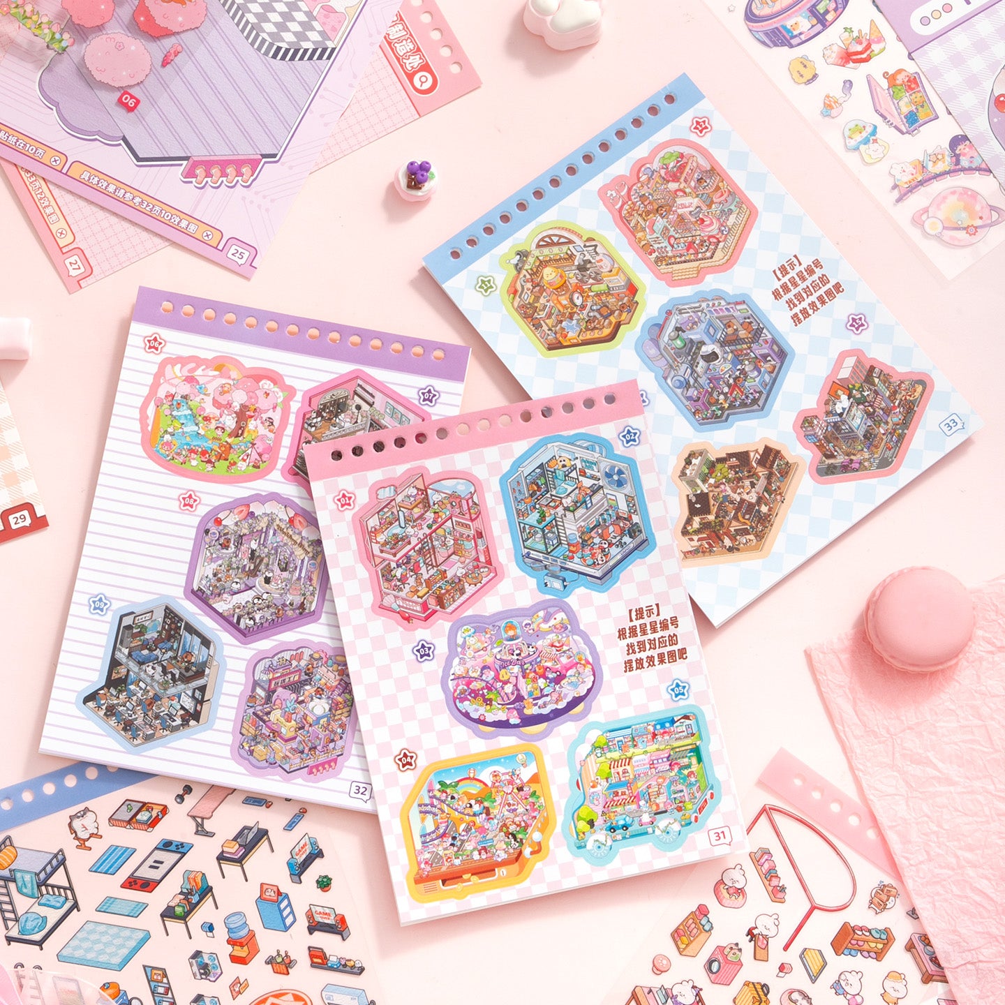 Libro rosa de 15 escenarios 3D tamaño A5