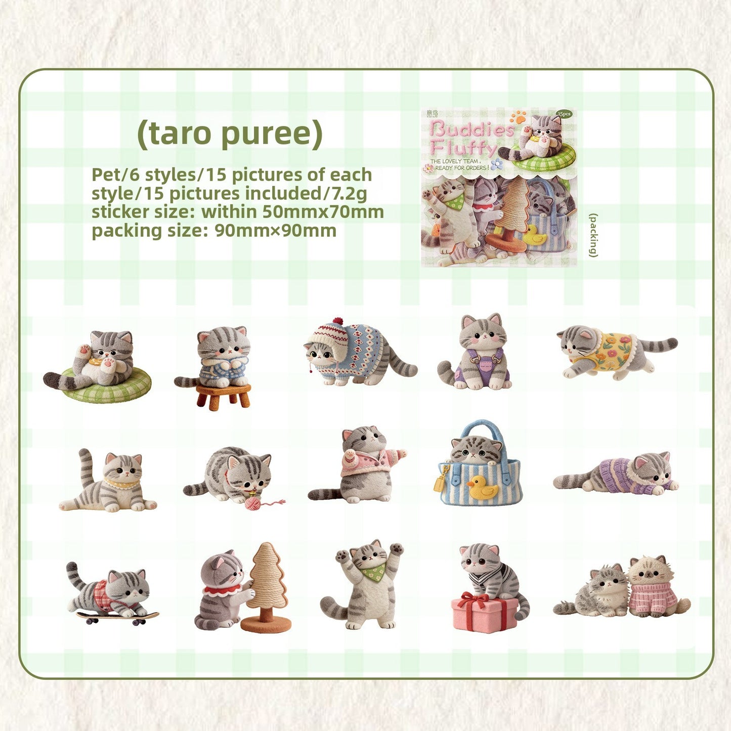 Stickers buddies fluffy-15 pzas