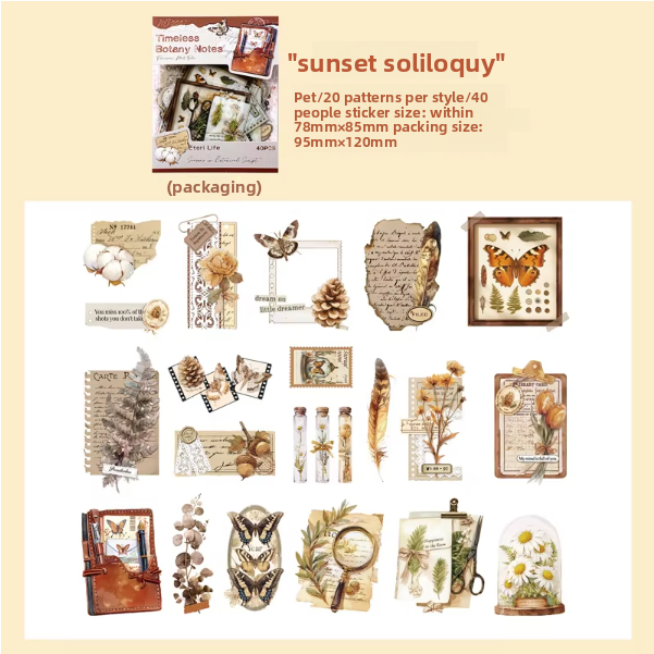 Stickers timeless botany notes-40 pzas