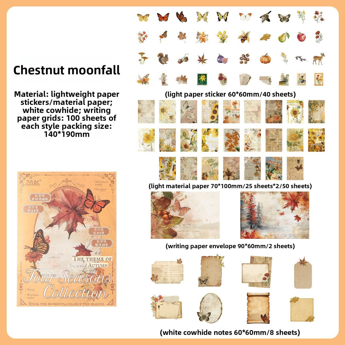 Set de papeleria Four seasons collection-100 pzas