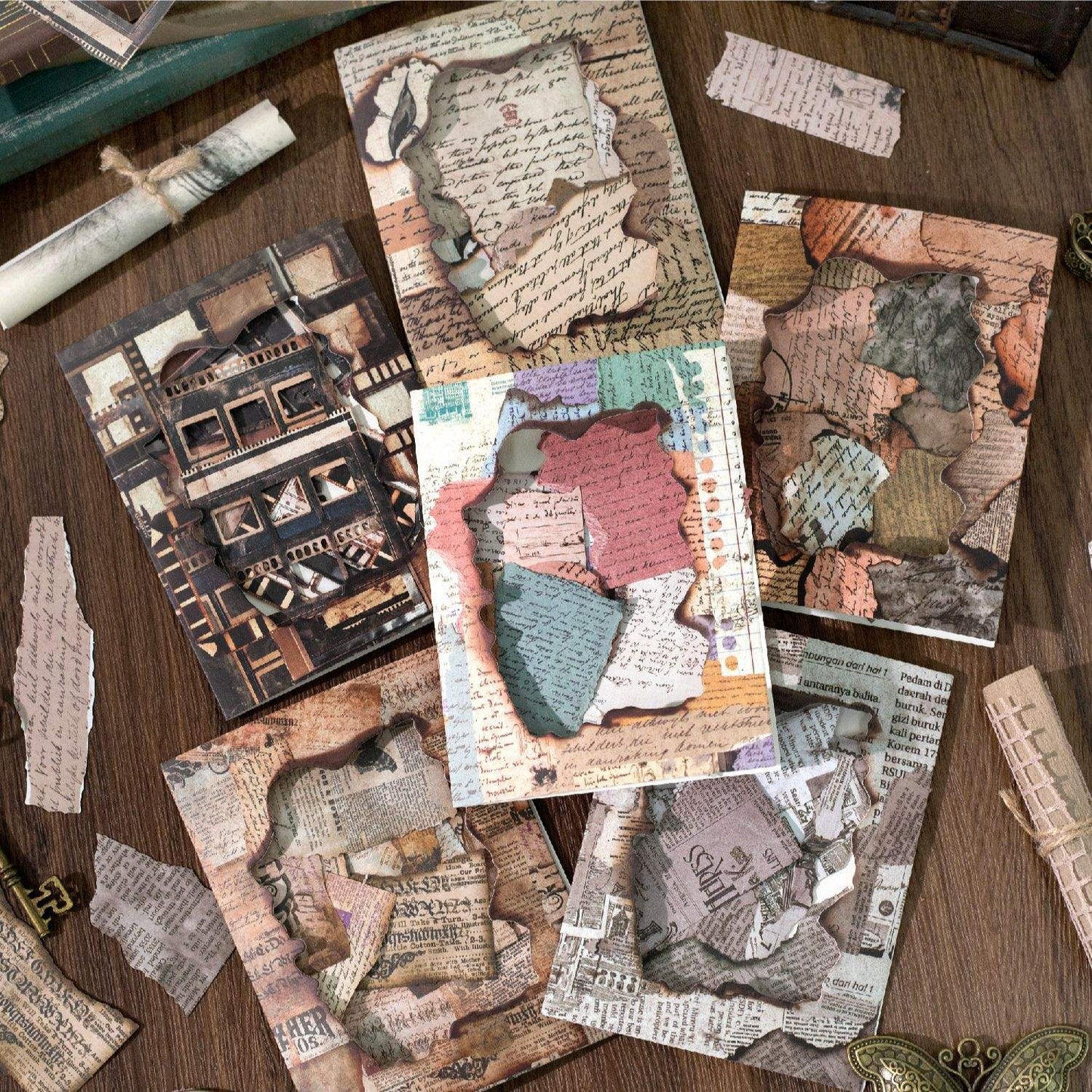 Sticker papeles rotos quemados-15 pzas