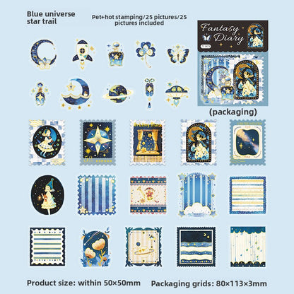 Stickers estampillas fantasy diary-25 pzas