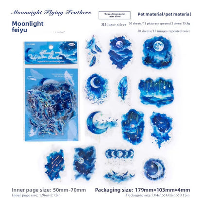 Stickers blue holograficos-30 pzas