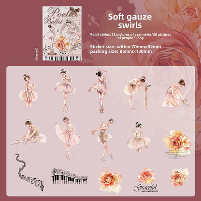 Stickers poetic ballet-30 pzas