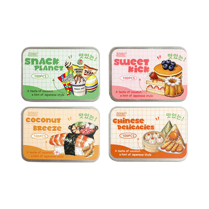 Latita de stickers comida-100 pzas
