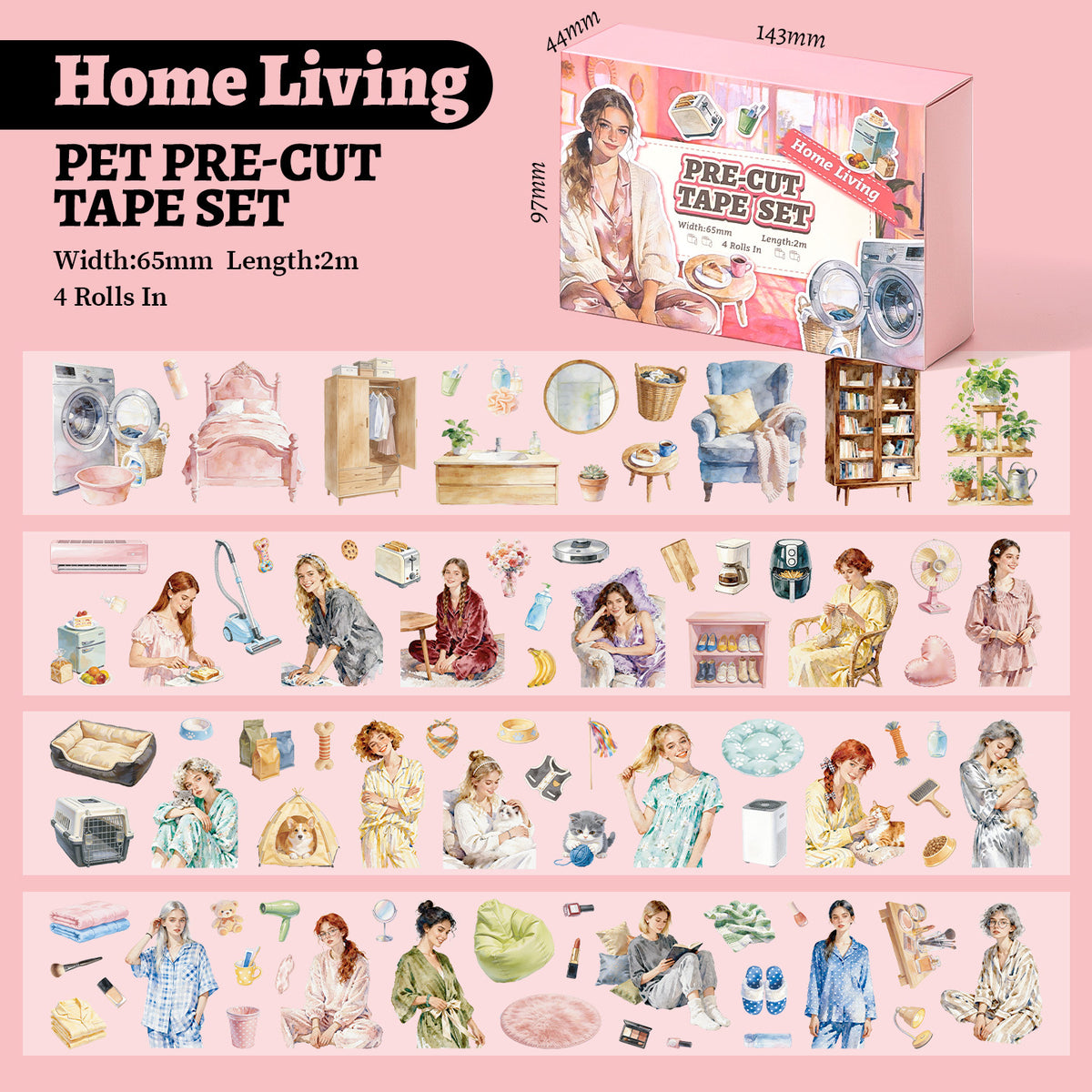 Set de washi pre-cut home y oficina-4 pzas