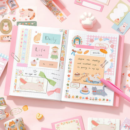 Set de washitape, notepad y stickers-120 pzas