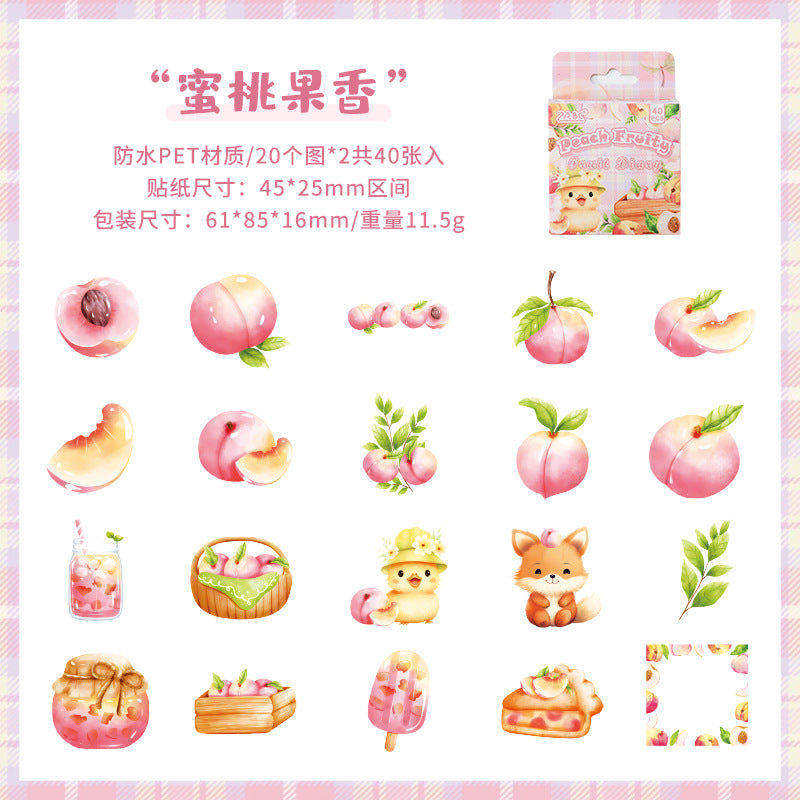 Caja stickers pet  fruit diary-40 pzas