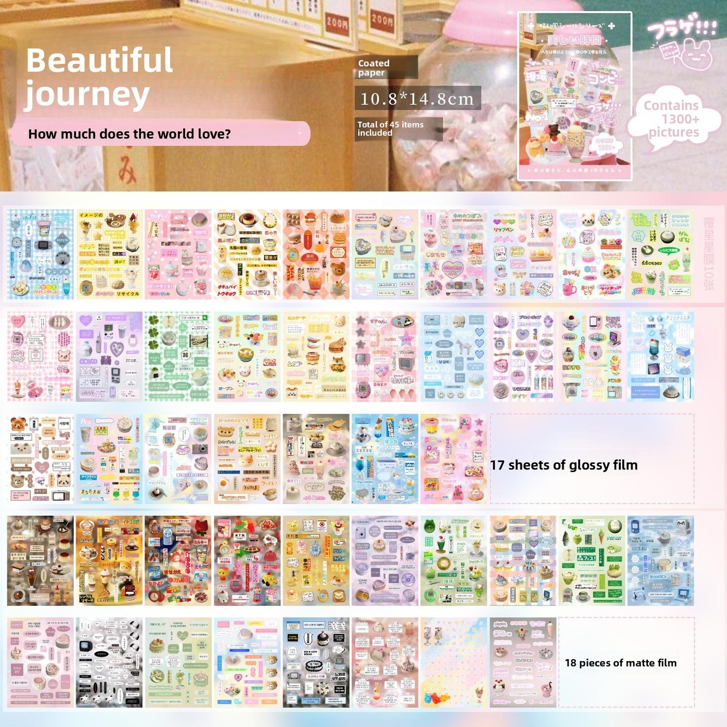 Libro de stickers estilo japoneses beautiful-45 hojas