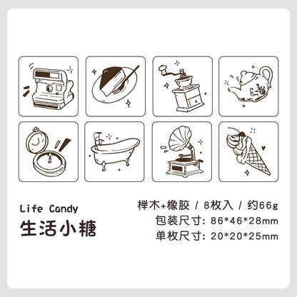 Sellos de madera life things-8 pzas