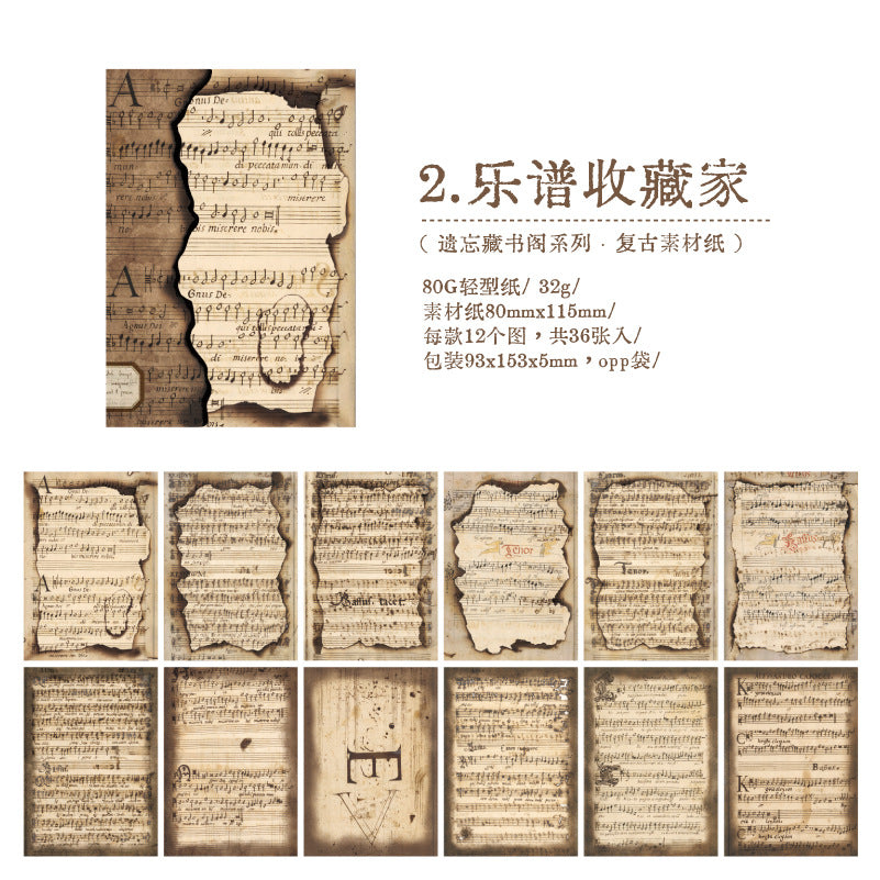 Papel vintage quemado-36 pzas