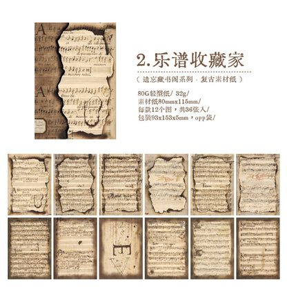 Papel vintage quemado-36 pzas