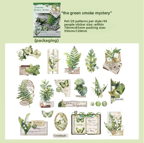 Stickers timeless botany notes-40 pzas