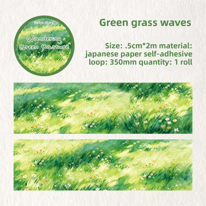 Washitape waandering green pasture-2 metros