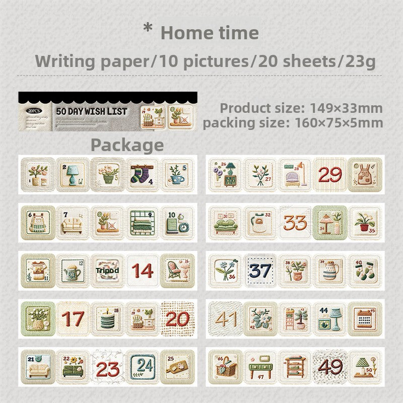 Stickers 50 days wish list-20 hojas