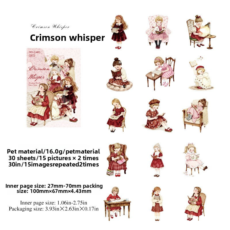 Stickers niñas lectoras-30 pzas