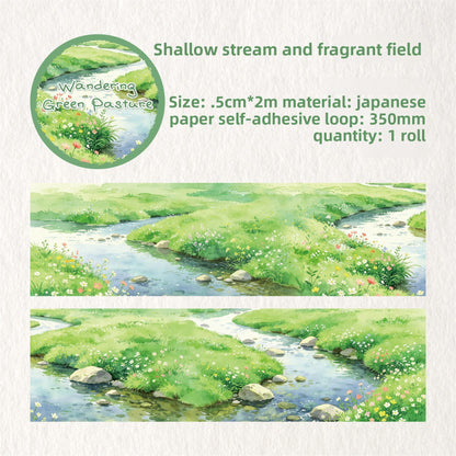 Washitape waandering green pasture-2 metros