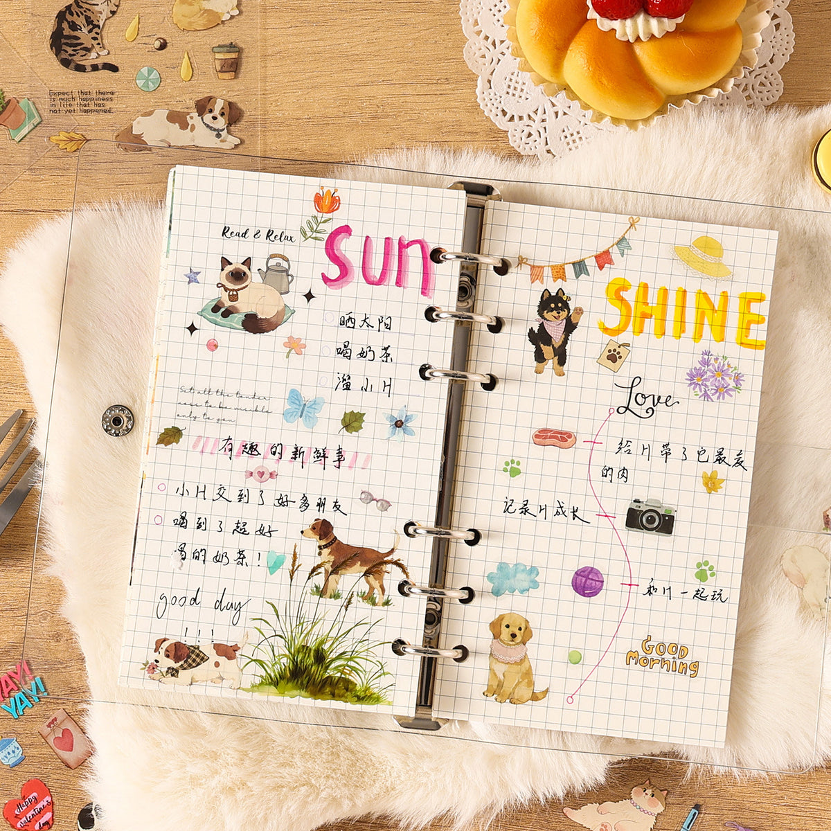 Mini librito de stickers cat dog-20 hojas