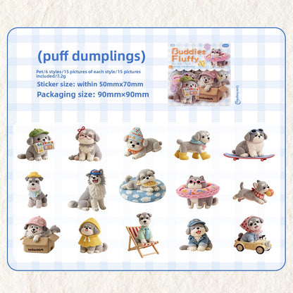 Stickers buddies fluffy-15 pzas