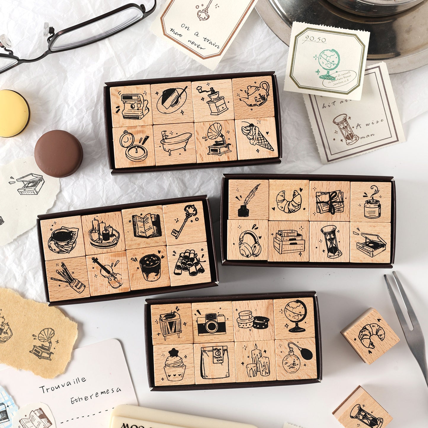 Sellos de madera life things-8 pzas