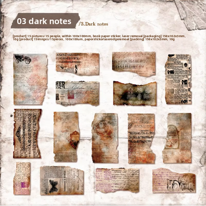 Sticker papeles rotos quemados-15 pzas