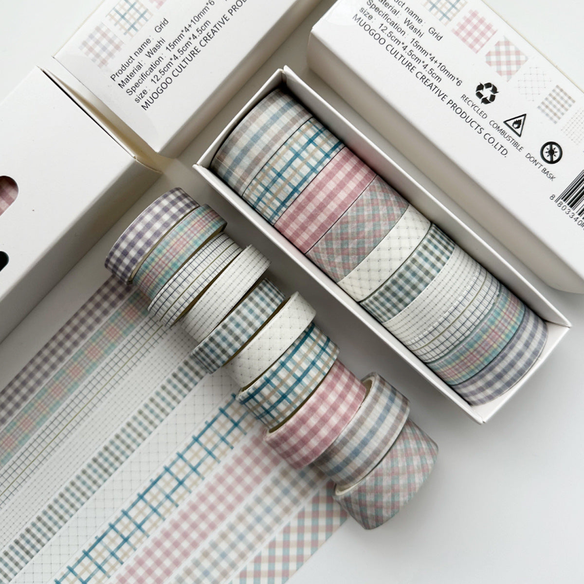 Washitape grid-10 pzas