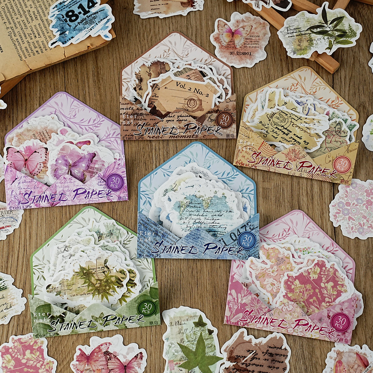 Stickers stained paper-30 pzas