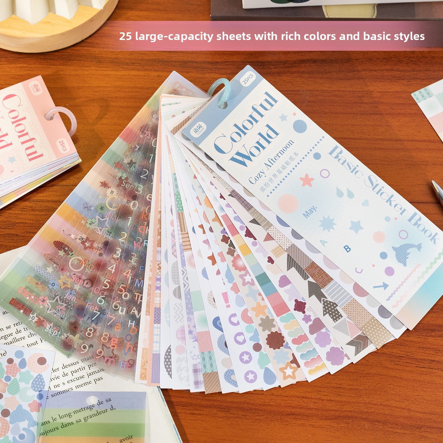 Block de stickers colorful world-25 hojas