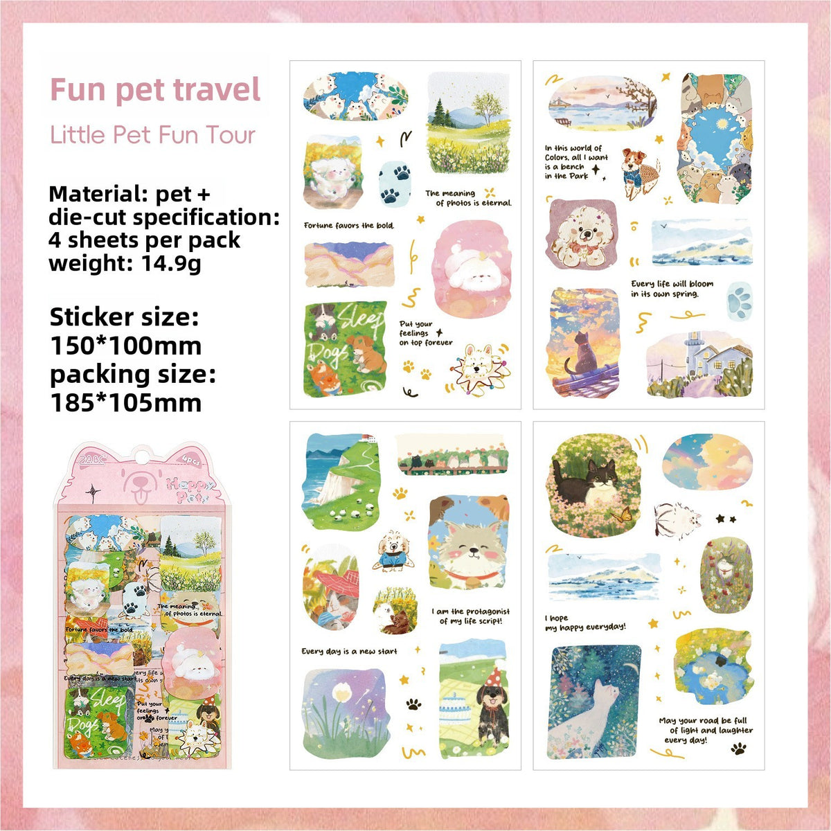 Stickers happy pets-4 pzas