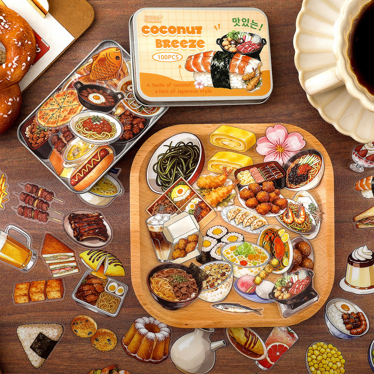 Latita de stickers comida-100 pzas