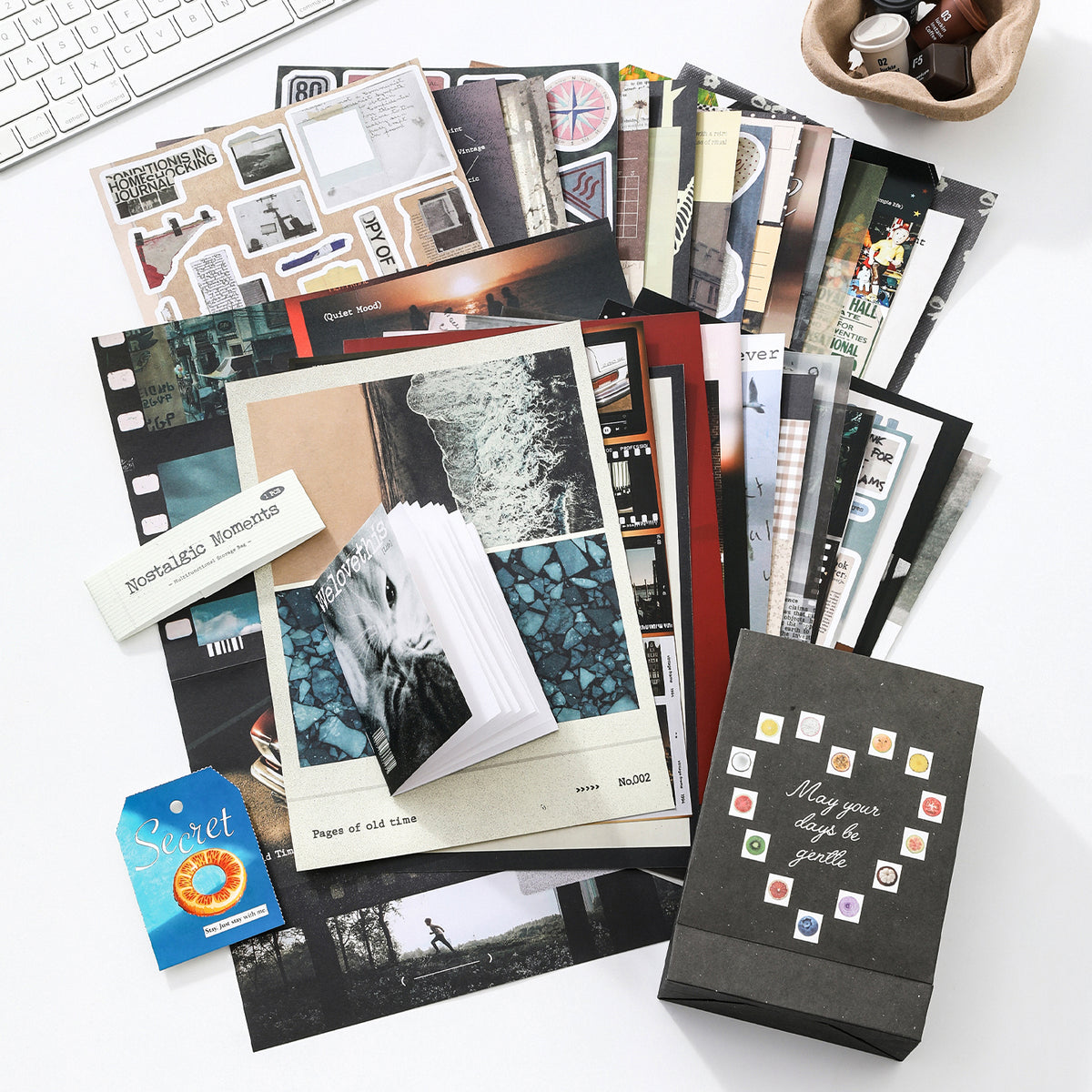 Libro Vesper nostalgic moment (Stickers, cartulinas, sobres, papeles)-28 pzas