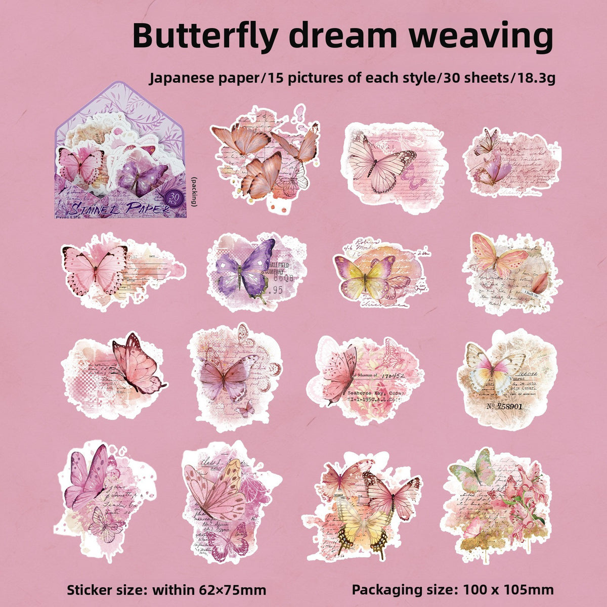 Stickers stained paper-30 pzas