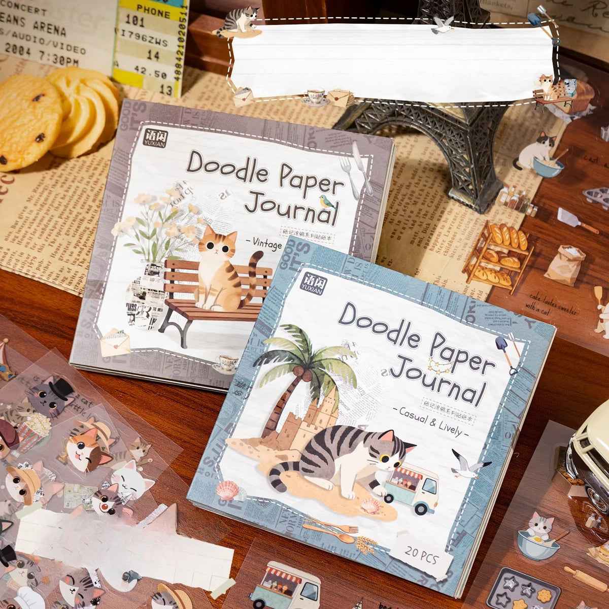 Librito de stickers Doodle paper journal-20 hojas
