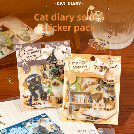 Stickers cat diary-30 pzas