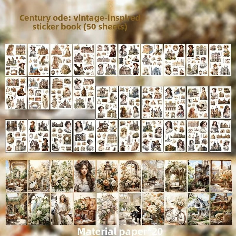 Block de stickers vintage anillado-50 hojas