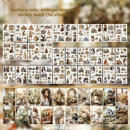 Block de stickers vintage anillado-50 hojas