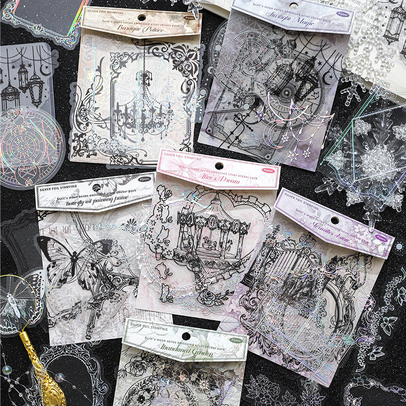 Stickers silver foil encaje-10 unidades