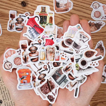 Cajita de stickers coffee-46 pzas