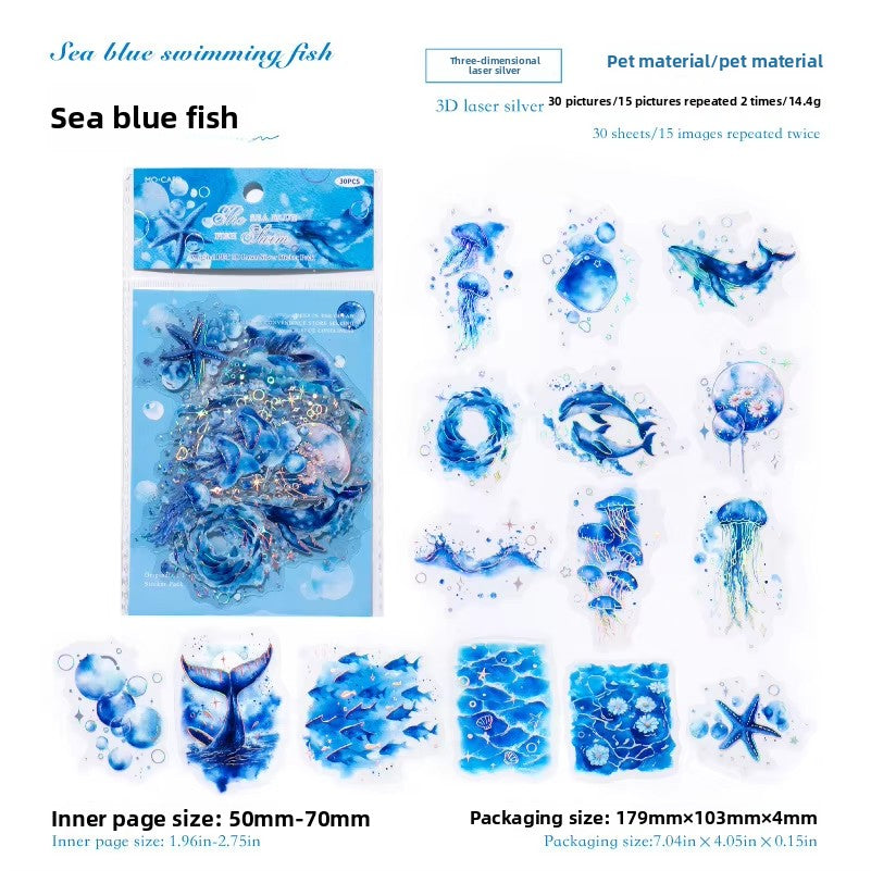 Stickers blue holograficos-30 pzas