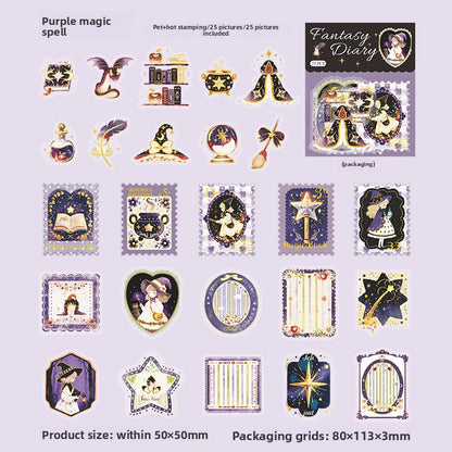 Stickers estampillas fantasy diary-25 pzas