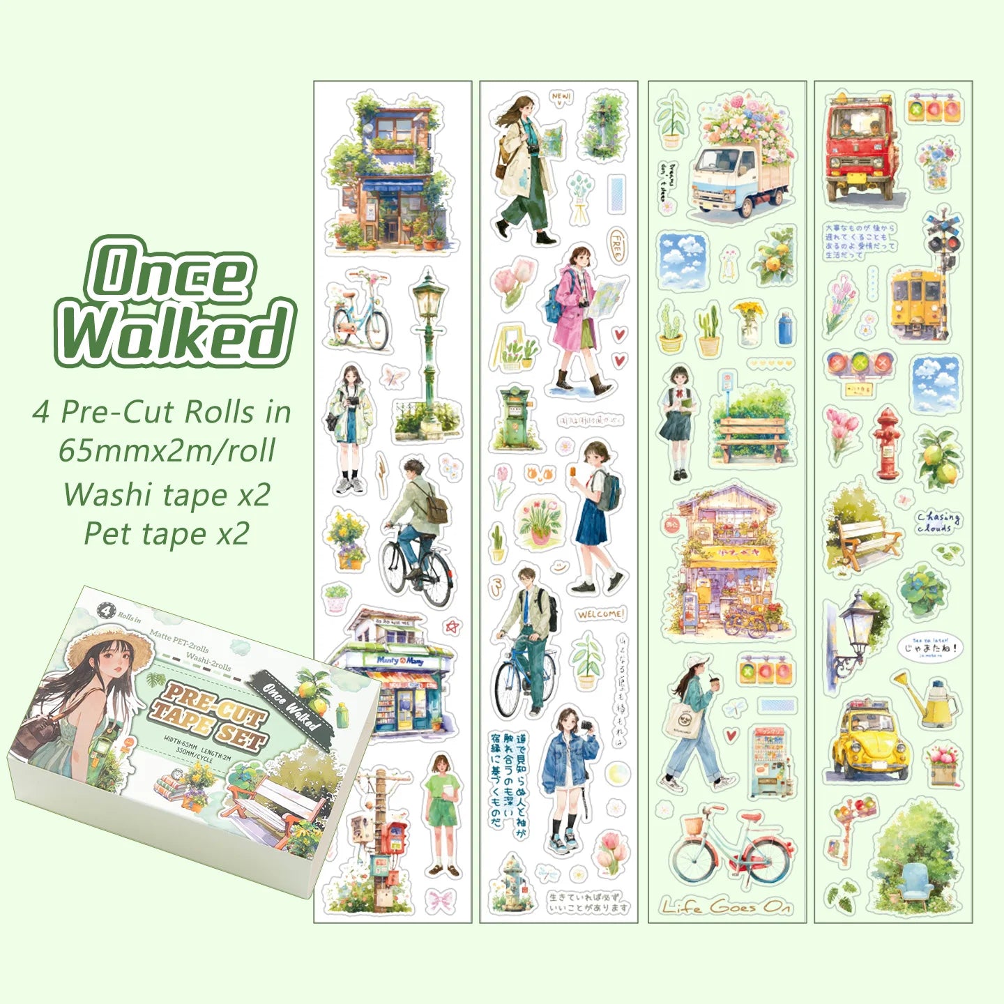 Set washitape pre-cut -4 piezas