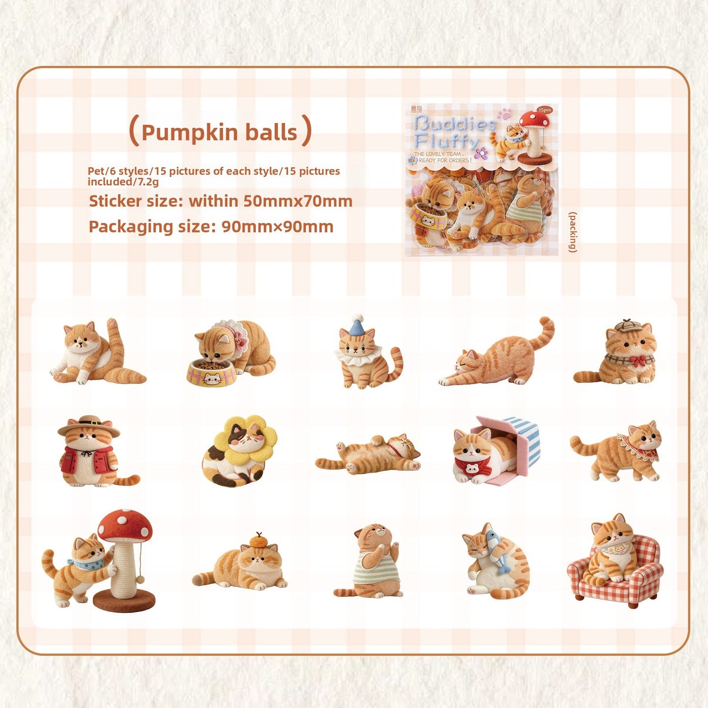 Stickers buddies fluffy-15 pzas