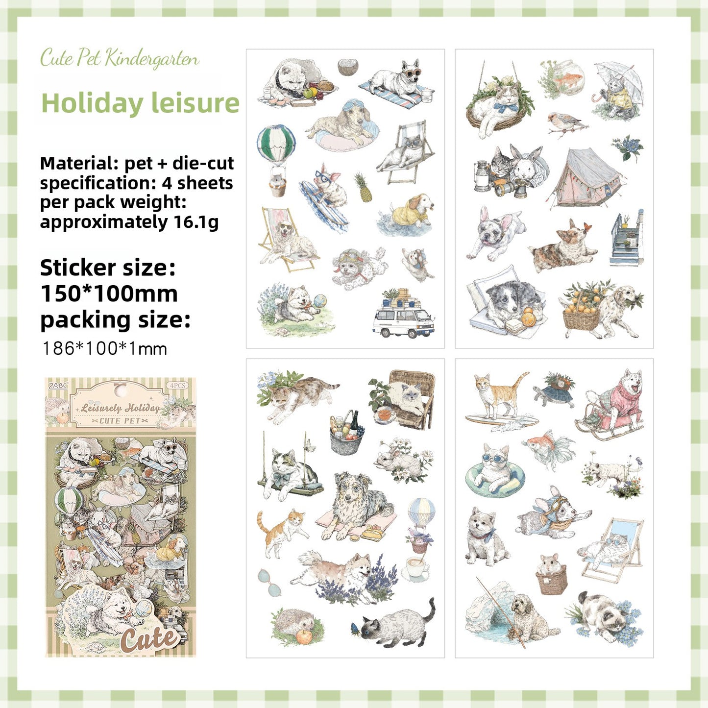 Stickers cute pet-4 planchas