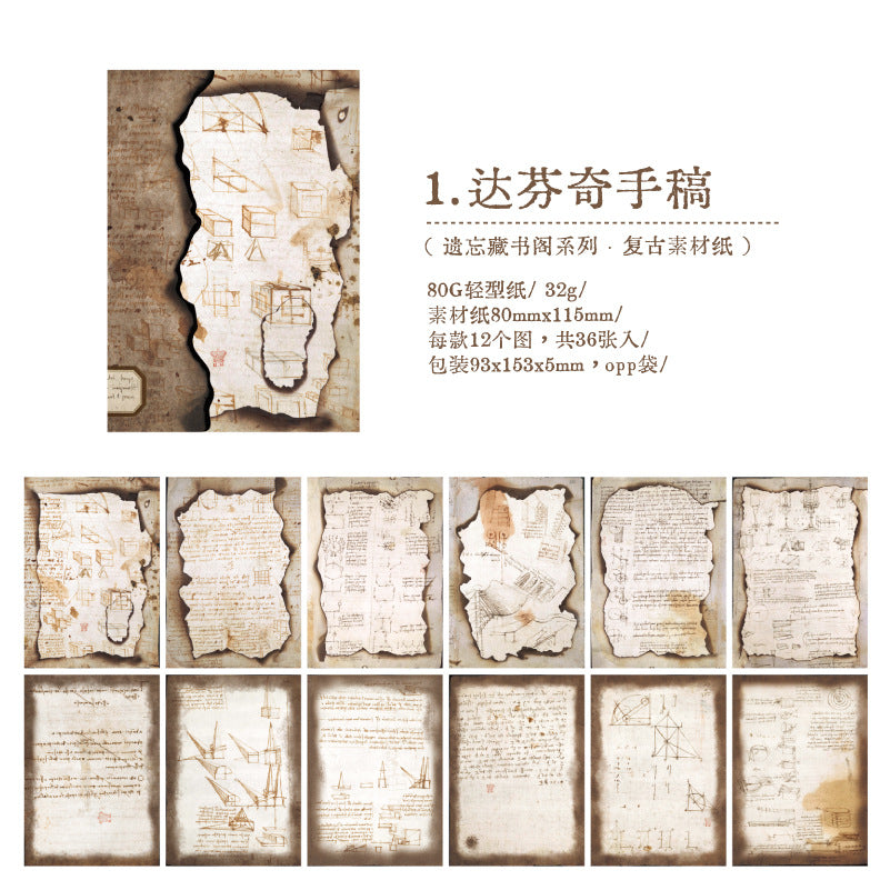 Papel vintage quemado-36 pzas