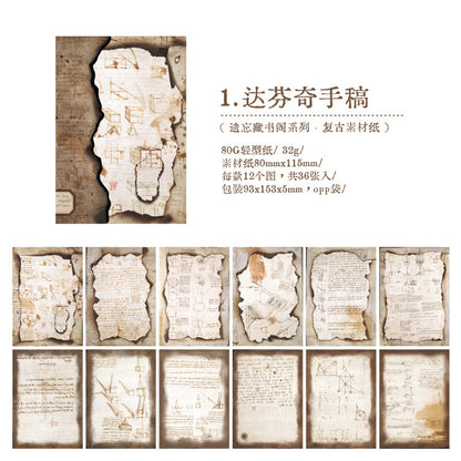 Papel vintage quemado-36 pzas