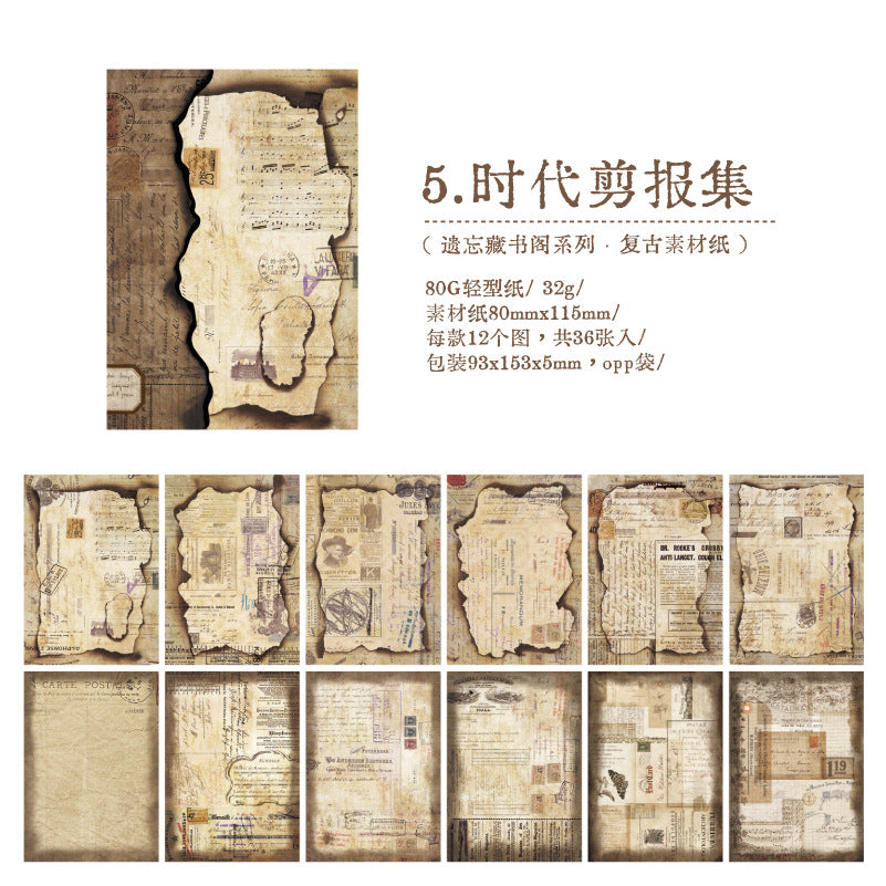 Papel vintage quemado-36 pzas