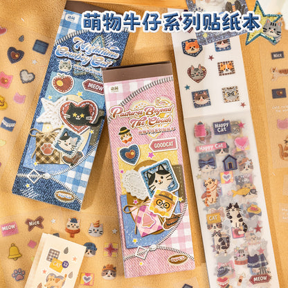 Block stickers cute denim cat-24 hojas