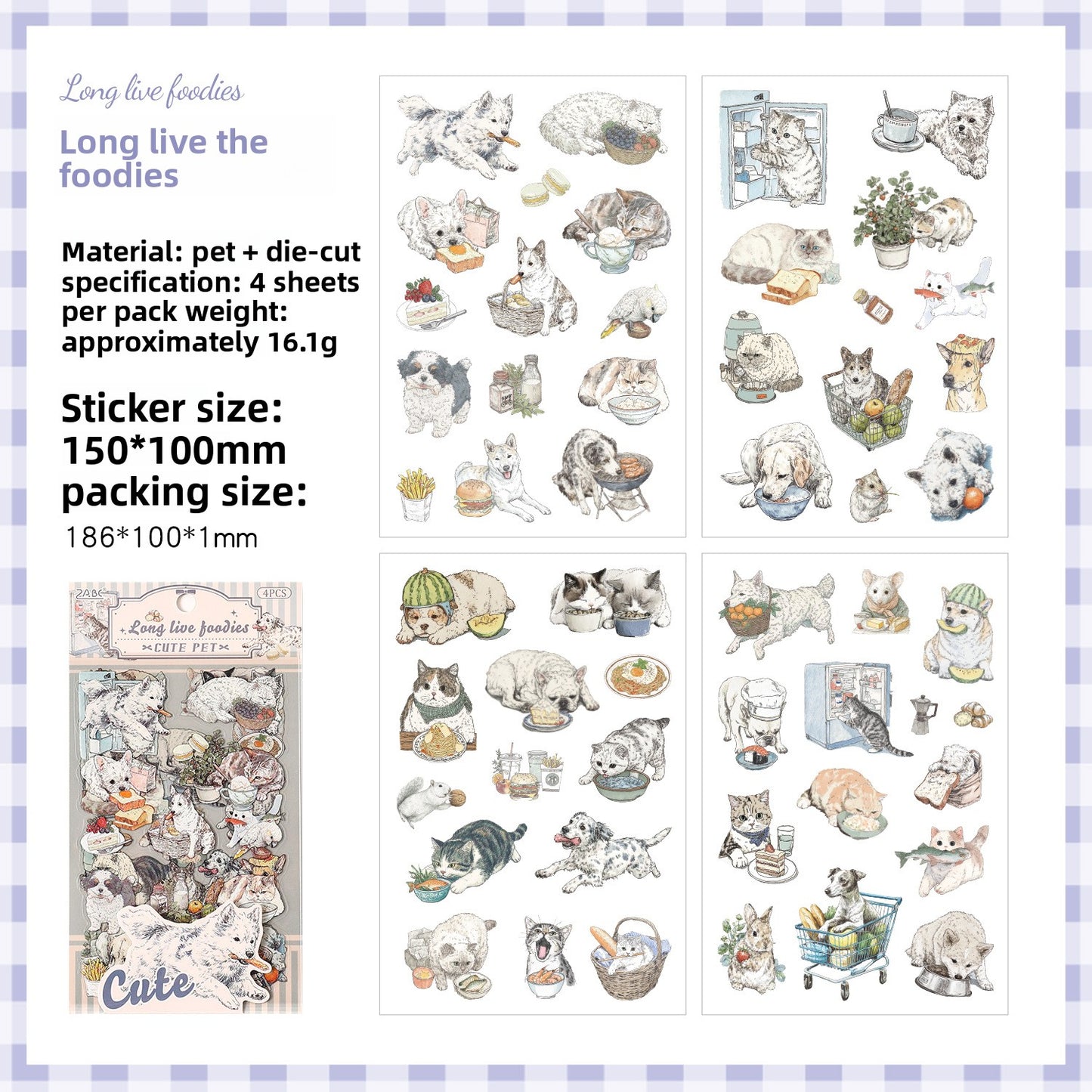 Stickers cute pet-4 planchas