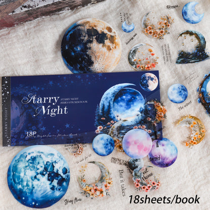 Block de stickers pet starry night-18 hojas